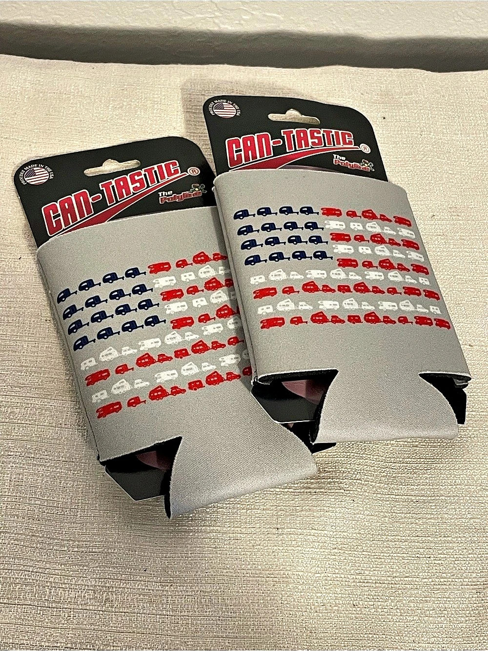 Can-Tastic Can Cooler Set Gray & Red NWT